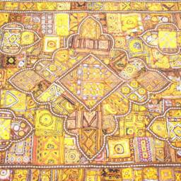 Antique Handmade Tapestry Golden Thread Embroidery Mirror Patch Work Vintage Wall Hanging - thumbnail 3