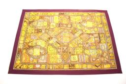 Antique Handmade Tapestry Golden Thread Embroidery Mirror Patch Work Vintage Wall Hanging