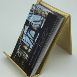 Vertical Brass Card Holder Home Office Desk Accessory - thumbnail 3