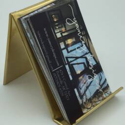 Vertical Brass Card Holder Home Office Desk Accessory - thumbnail 4