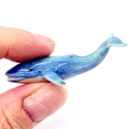 Miniature Ceramic Whale Blue Baby Fish Sea Ocean Animal Little Figurine Tiny Statue Small Decoration Hand Painted Collectible Figure Deco - thumbnail 4