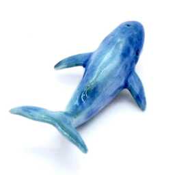 Miniature Ceramic Whale Blue Baby Fish Sea Ocean Animal Little Figurine Tiny Statue Small Decoration Hand Painted Collectible Figure Deco - thumbnail 3