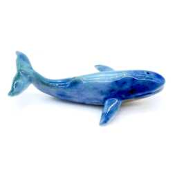Miniature Ceramic Whale Blue Baby Fish Sea Ocean Animal Little Figurine Tiny Statue Small Decoration Hand Painted Collectible Figure Deco - thumbnail 2