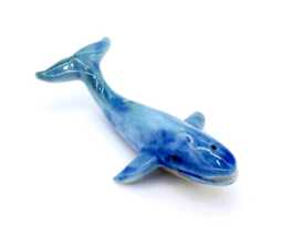 Miniature Ceramic Whale Blue Baby Fish Sea Ocean Animal Little Figurine Tiny Statue Small Decoration Hand Painted Collectible Figure Deco