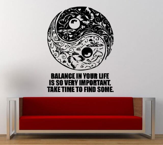 Floral Yin Yang Symbol Logo Sign Balance Quote Wall Decal Sticker Vinyl Mural Leaving Bedroom Room Home Decor Free Shipping L359 - image 1