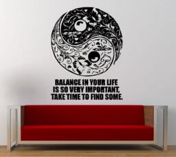 Floral Yin Yang Symbol Logo Sign Balance Quote Wall Decal Sticker Vinyl Mural Leaving Bedroom Room Home Decor Free Shipping L359 - thumbnail 1