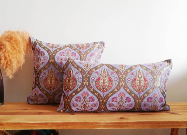 Purple Velvet Lumbar Pillow Cover Decorative Chenille Throw by