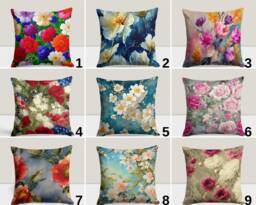 Rose Floral Pillow Cover, Paint Effect Flower Cushion, Farmhouse Decoration, Tapestry Design, Bedroom Decor, Housewarming Gift - thumbnail 1