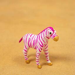 Pink Stripe Zebra Paper Mache Art, Home Decoration Item, Desk Accessory, Nursery Decor, Table Decoration, Home Decoration Item, Zebra Art - thumbnail 2