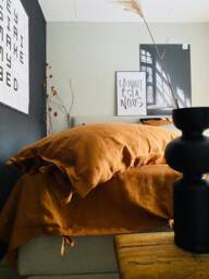 Handmade Linen Duvet Cover, Cinnamon Terracotta, Stonewashed Soft - thumbnail 1