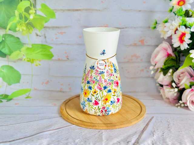 Handmade Decoupaged Floral Glass Vase, Home Decor, Flower Vase - image 1