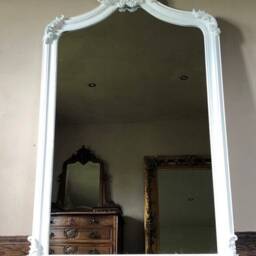 statement Arch Larger Leaner Arched Full Length Ornate Matte Pure White French Dress Wall Mirror 6 Ft - thumbnail 3