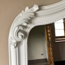 statement Arch Larger Leaner Arched Full Length Ornate Matte Pure White French Dress Wall Mirror 6 Ft - thumbnail 4