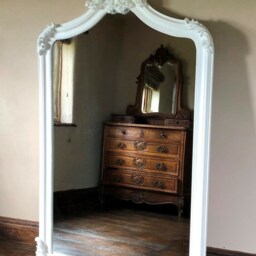 statement Arch Larger Leaner Arched Full Length Ornate Matte Pure White French Dress Wall Mirror 6 Ft - thumbnail 2