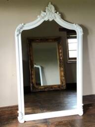 statement Arch Larger Leaner Arched Full Length Ornate Matte Pure White French Dress Wall Mirror 6 Ft