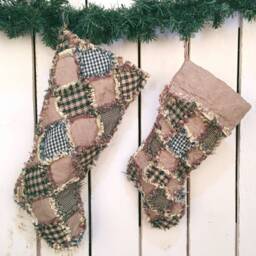 Patchwork Rag Quilted Christmas Stocking Pattern - Digital Download - thumbnail 1