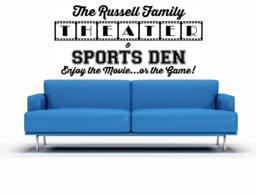 Theater Decal, Sports Den Decor, Movie Room Wall Art, Custom Name, Family Theatre Sign, Game Day Man Cave Decoration - thumbnail 1