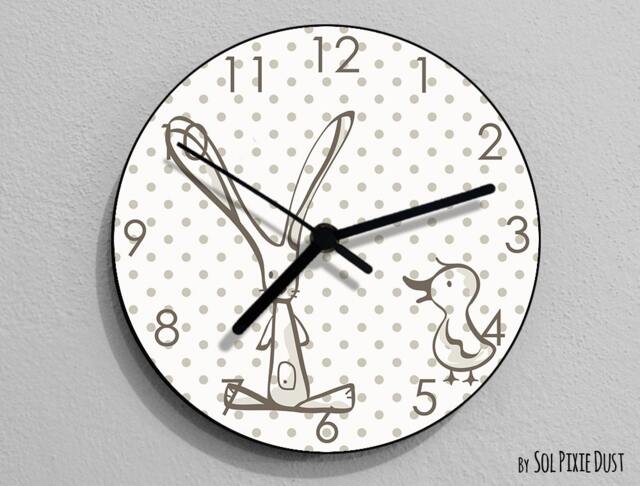 Rabbit & A Duck Wall Clock - Kids Nursery Room, Teens Baby Room - image 1