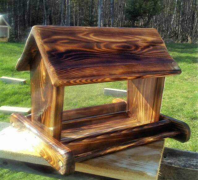Large Post Mount Bird Feeder Cedar Wood Tbnup #1B - image 1