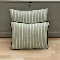 Extra-Large Sage Green Stripe Cushion Cover Handmade Linen Pillow Sham - thumbnail 2