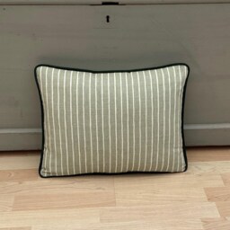 Extra-Large Sage Green Stripe Cushion Cover Handmade Linen Pillow Sham - thumbnail 3