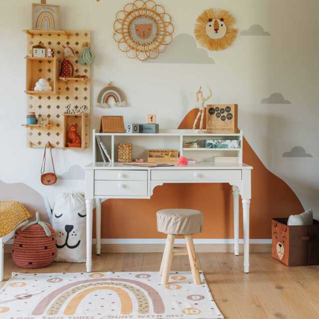 Kids School Table With A Hutch Pedestal Desk Adjustable Table, Children Storage, Vanity Home Office Drawers - image 1