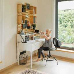Kids School Table With A Hutch Pedestal Desk Adjustable Table, Children Storage, Vanity Home Office Drawers - thumbnail 3