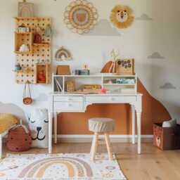 Kids School Table With A Hutch Pedestal Desk Adjustable Table, Children Storage, Vanity Home Office Drawers - thumbnail 1
