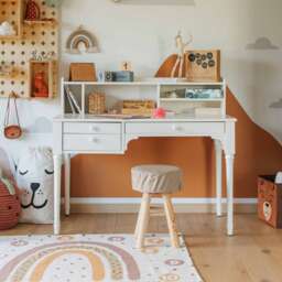 Kids School Table With A Hutch Pedestal Desk Adjustable Table, Children Storage, Vanity Home Office Drawers