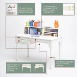 Kids School Table With A Hutch Pedestal Desk Adjustable Table, Children Storage, Vanity Home Office Drawers - thumbnail 2