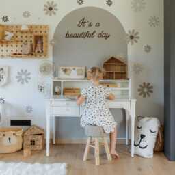 Kids School Table With A Hutch Pedestal Desk Adjustable Table, Children Storage, Vanity Home Office Drawers - thumbnail 4