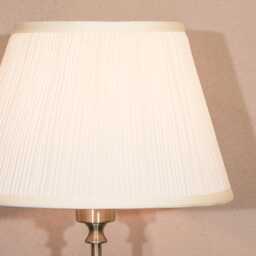 Classic Traditional Candlestick Metal Satin Brass Table Lamp With Pleated Shade - thumbnail 3