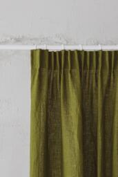 Pencil Pleat Linen Curtain - Moss Green Window Panel, Natural Washed Drapery, Custom Size For Living Room, Bedroom Or Kitchen