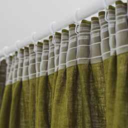 Pencil Pleat Linen Curtain - Moss Green Window Panel, Natural Washed Drapery, Custom Size For Living Room, Bedroom Or Kitchen - thumbnail 2