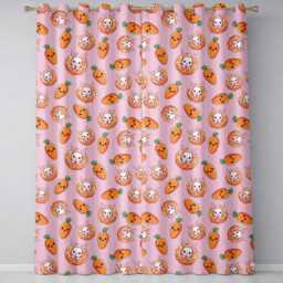 Cute Kawaii Bunny With Carrot Donut Seamless Pattern Blush Background Readymade Eyelet Ring Top Thermal 100% Blackout Curtains - thumbnail 2