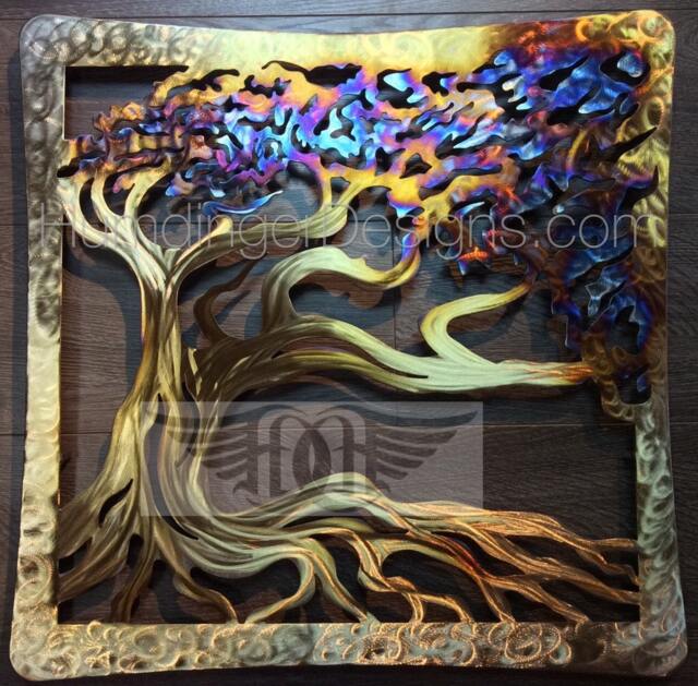 Wind Swept Oak Tree Large Metal Wall Art - image 1