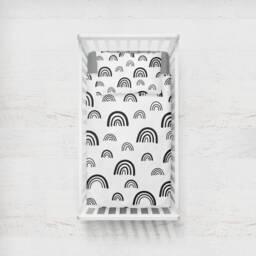 Black Rainbows & White Bedding, Monochrome Rainbows, Rainbow Decor, Children's Room Decor, Duvet Cover, Fitted Sheets - thumbnail 2