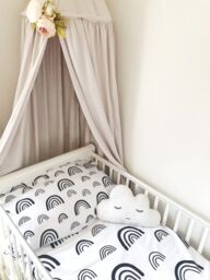Black Rainbows & White Bedding, Monochrome Rainbows, Rainbow Decor, Children's Room Decor, Duvet Cover, Fitted Sheets - thumbnail 1