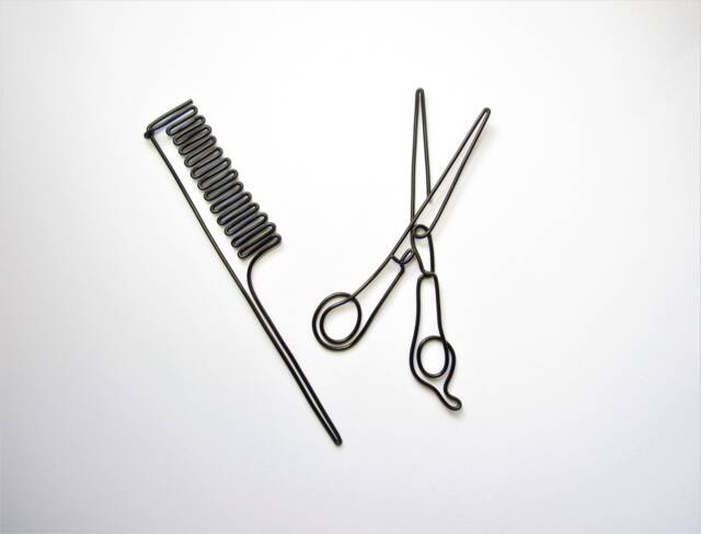 Wire Comb & Scissors Wall Art Salon Decor, Hairstylist Gift - image 1