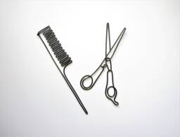 Wire Comb & Scissors Wall Art Salon Decor, Hairstylist Gift - thumbnail 1