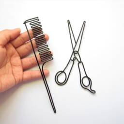 Wire Comb & Scissors Wall Art Salon Decor, Hairstylist Gift - thumbnail 2