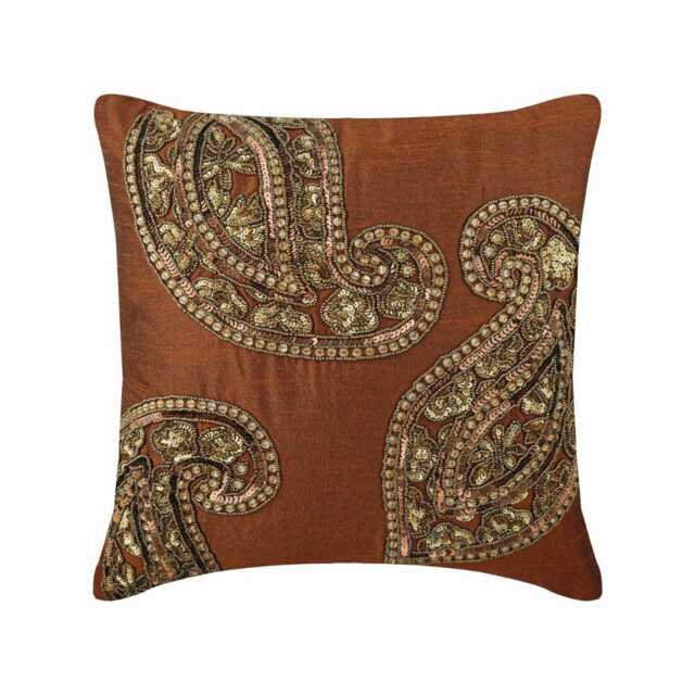 "Art Silk Orange Couch Pillow Cover 16""x16" - image 1