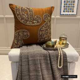 "Art Silk Orange Couch Pillow Cover 16""x16" - thumbnail 2