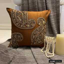 "Art Silk Orange Couch Pillow Cover 16""x16" - thumbnail 3
