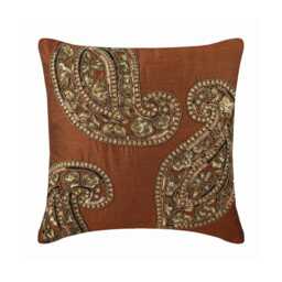 "Art Silk Orange Couch Pillow Cover 16""x16" - thumbnail 1