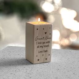 Personalised Engraved Wooden Tealight Candle Holder - Gift For Greatnan - thumbnail 2