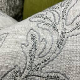 "Leaf Floral Grey Cushion Cover, Modern Pillow Cover , Throw - John Lewis Fabric Embroidered Acanthus, Countryside Home, 12""x20" - thumbnail 2