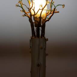 Authentic Branches Lamp With Glass Flowers - Bohemian Light Creative Craftsmanship Unique Piece Of Furniture Original Abat-Jour - thumbnail 2