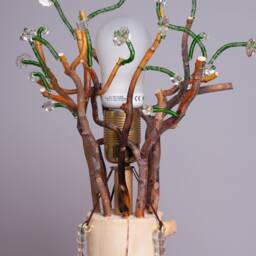 Authentic Branches Lamp With Glass Flowers - Bohemian Light Creative Craftsmanship Unique Piece Of Furniture Original Abat-Jour - thumbnail 4