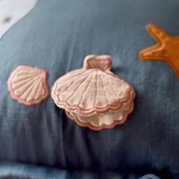 Embroidered Linen Ocean Nursery Pillow, Whale, Octopus, Shell - thumbnail 3